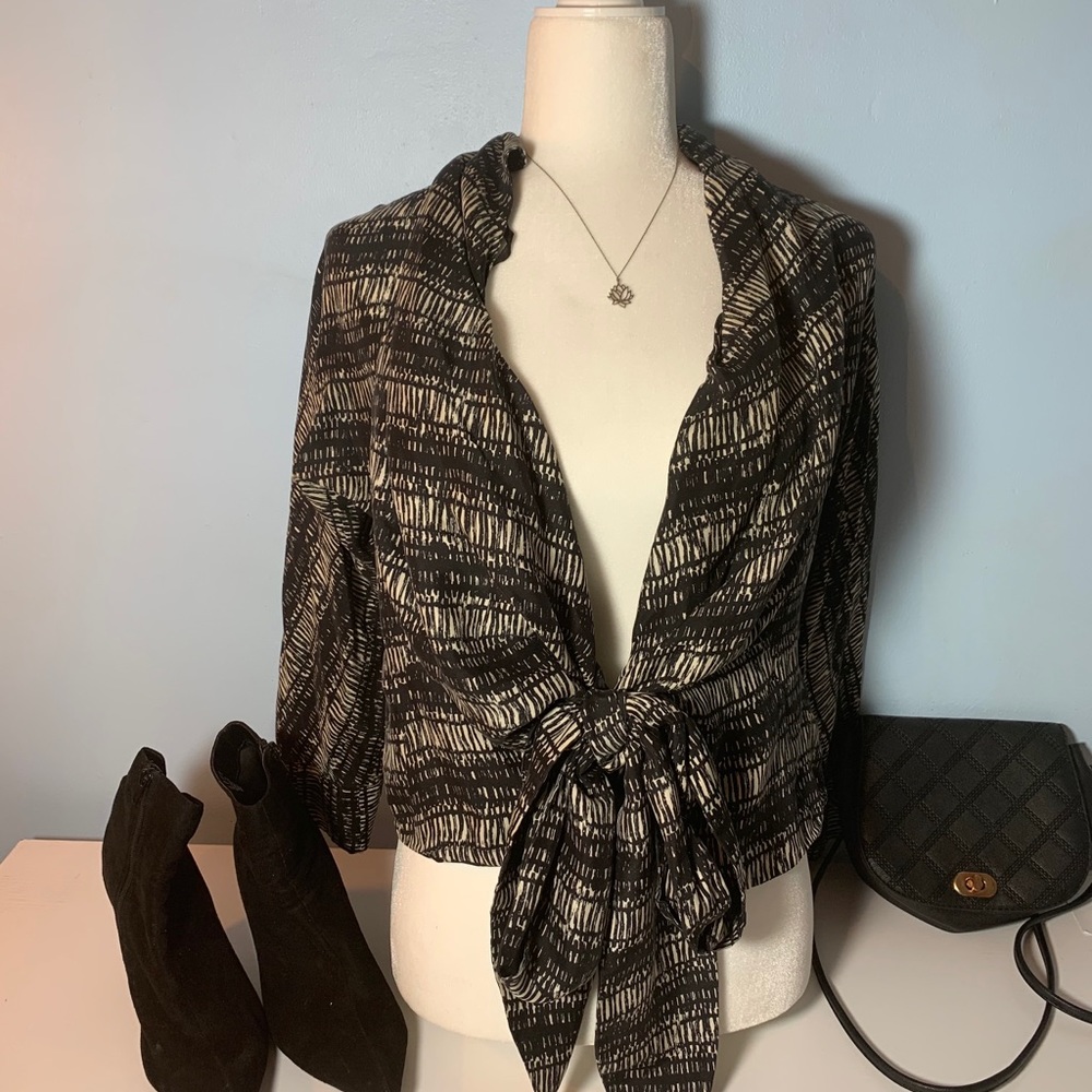 Jones New York Black&White Blouse 100% Silk